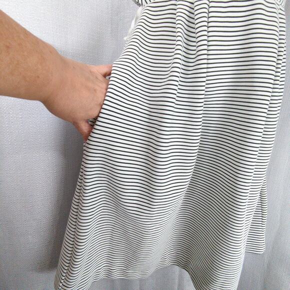 Anthropologie Postmark Dress Womens S Black Stripe Criss Cross Back - Picture 6 of 11